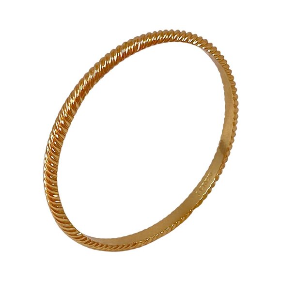 J Crew Bracelet S/M Yellow Gold Plated Bangle Skinny Textured Stackable Y2K VSCO - Picture 14 of 16